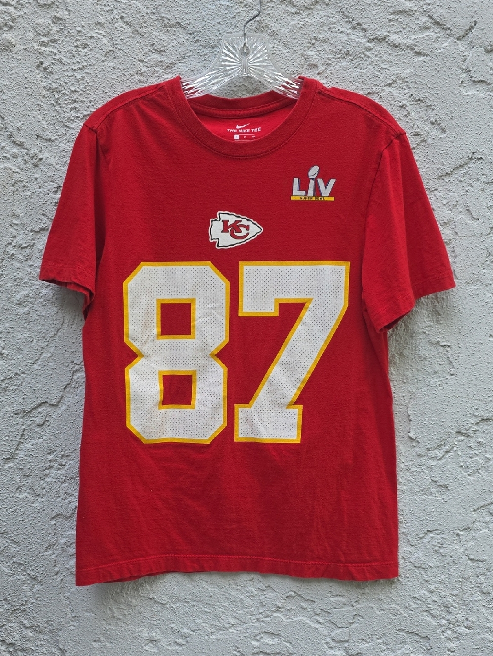 Nike Red Kansas City Chiefs Travis Kelce 87 Super Bowl LIV Graphic Tee Size S